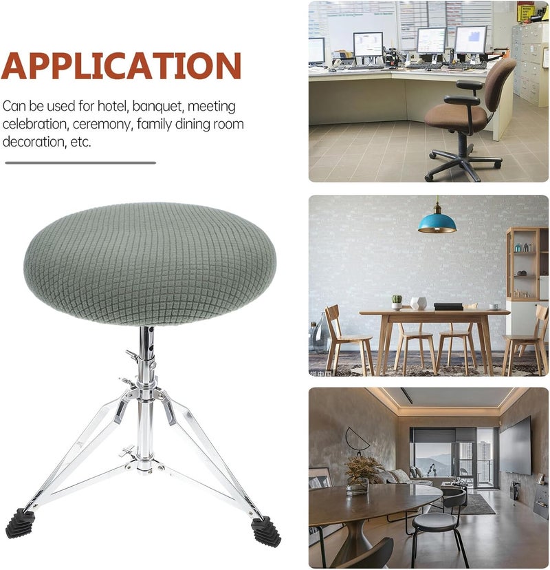 TIDTALEO 8pcs Elastic Round Bar Stool Covers Set Stretchy Plush Fleece Cushion Slipcovers for 11.8-14.2 Inch Bar Chairs Multi-Color Seat Protectors for Dining Room - Image 3
