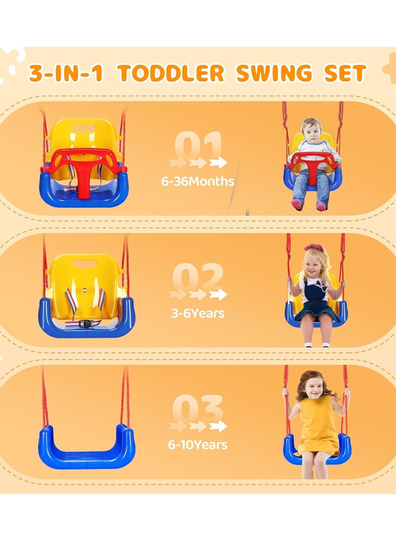 3 in 1 Toddler Swing Set with Outdoor and Indoor Rocking Chair, Sturdy Safety Seat and Foldable Metal Swing Stand, Easy to Assemble and Store at Home - Image 4