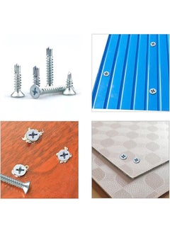 MVAQKLM  120 Pcs Self Drilling Screws, Stainless Steel Screws Set Assorted Flat Head Self Drilling Screws, Cross Head Wood Screws for Homemade, Repair, Woodworking, Black&Silver (Two Size)  - Image 4