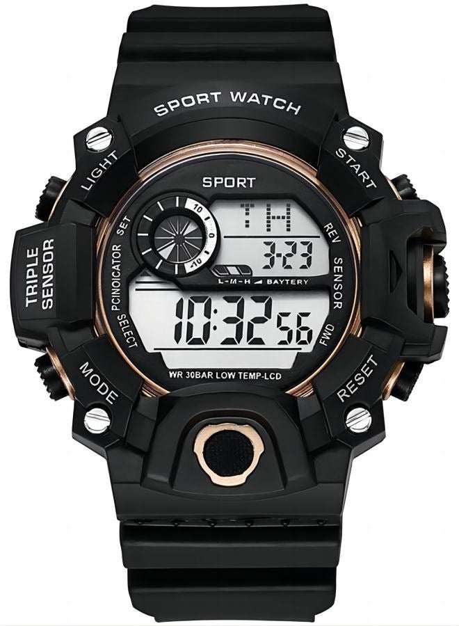 SPORT 2 PCS Outdoor Multifunctional Watch with Night Light Alarm and Sports Features (Red, Gold) - Image 3