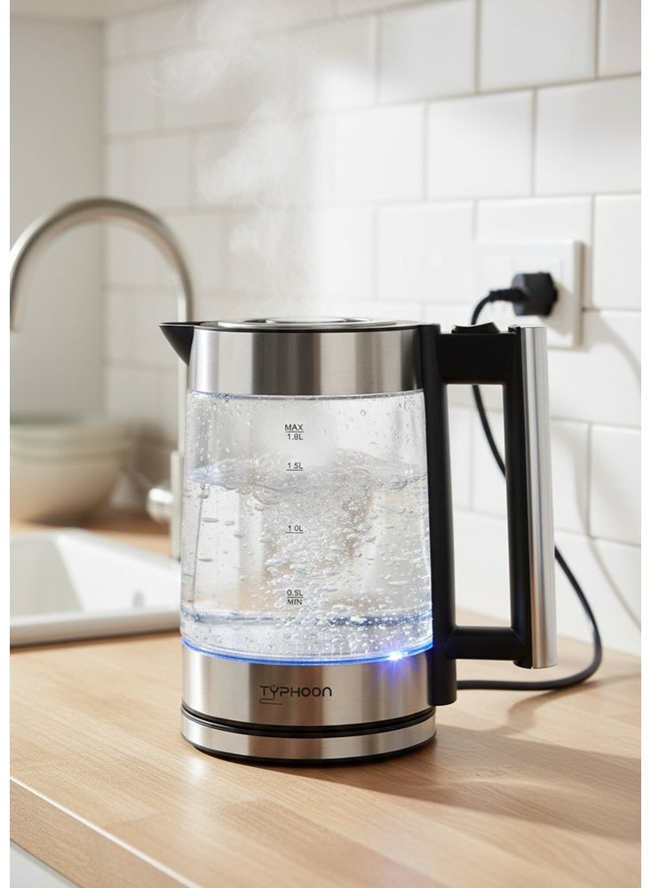 Typhoon Electric Kettle - 2200 Watts - 1.8 Liters - Transparent Silver - TY-01-005 - Image 2