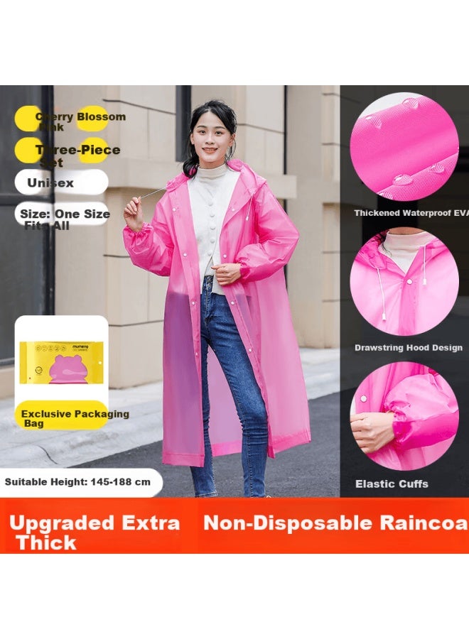 Mumeng Disposable Raincoat Adult Thickened Full-body Waterproof Portable Outdoor Rafting Cycling Children's Card Rain Poncho Pink