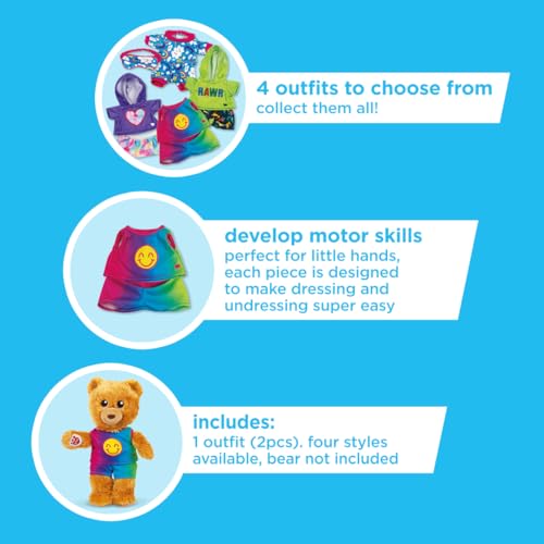 Casdon MINI Build-A-Bear Workshop Rainbow Smiley Toy Clothes Pack. 4 Mix-and-Match Toy Outfits Includes Pajamas, Cute Hoodies, Summer Styles | For Kids Aged 3+. Suitable for 9” MINI Bears ONLY - Image 4