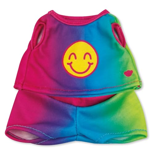 Casdon MINI Build-A-Bear Workshop Rainbow Smiley Toy Clothes Pack. 4 Mix-and-Match Toy Outfits Includes Pajamas, Cute Hoodies, Summer Styles | For Kids Aged 3+. Suitable for 9” MINI Bears ONLY - Image 1