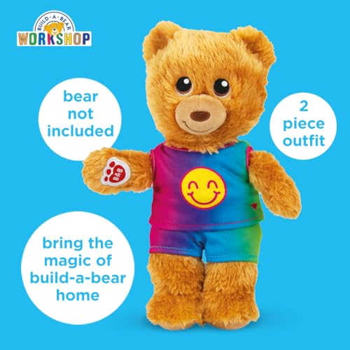 Casdon MINI Build-A-Bear Workshop Rainbow Smiley Toy Clothes Pack. 4 Mix-and-Match Toy Outfits Includes Pajamas, Cute Hoodies, Summer Styles | For Kids Aged 3+. Suitable for 9” MINI Bears ONLY - Image 2