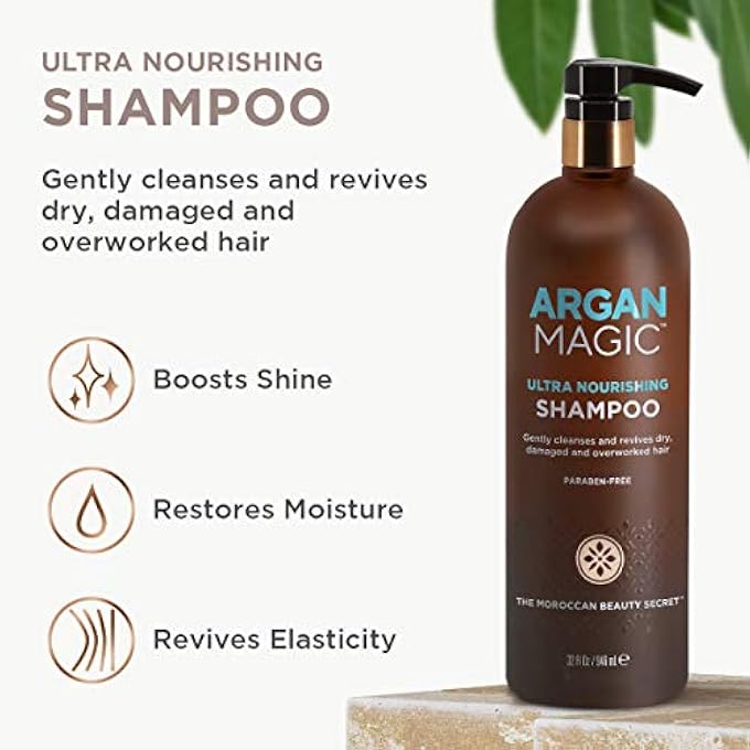 ARGAN MAGIC ULTRA NOURISHING SHAMPOO - ARGAN OIL AND ANTIOXIDANTS TO NOURISH AND RESTORE DAMAGED AND OVER-PROCESSED HAIR TYPES (32 OUNCE/946 MILLILITER) - Image 3