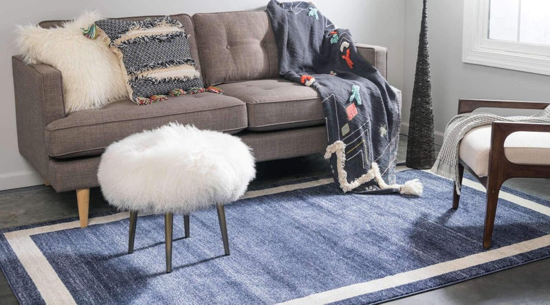 Unique Loom Del Mar Collection Area Rug - Maria (5' 3" x 8' Rectangle, Navy Blue/ Ivory) - Image 3