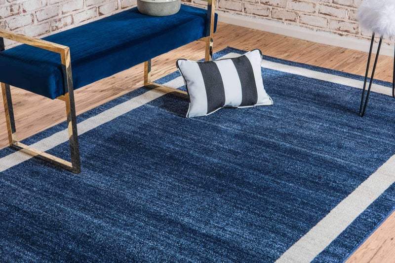 Unique Loom Del Mar Collection Area Rug - Maria (5' 3" x 8' Rectangle, Navy Blue/ Ivory) - Image 2