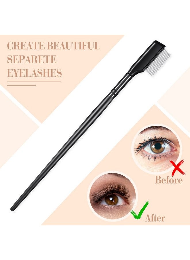 Skyley 4 Pieces Eyebrow Brush Eyelash Separator Brow Comb And Lash Spoolie Professional Eye Makeup Tools Metal Folding Lash Comb For Eyelash Black Double Head Eyelash Brush - Image 4