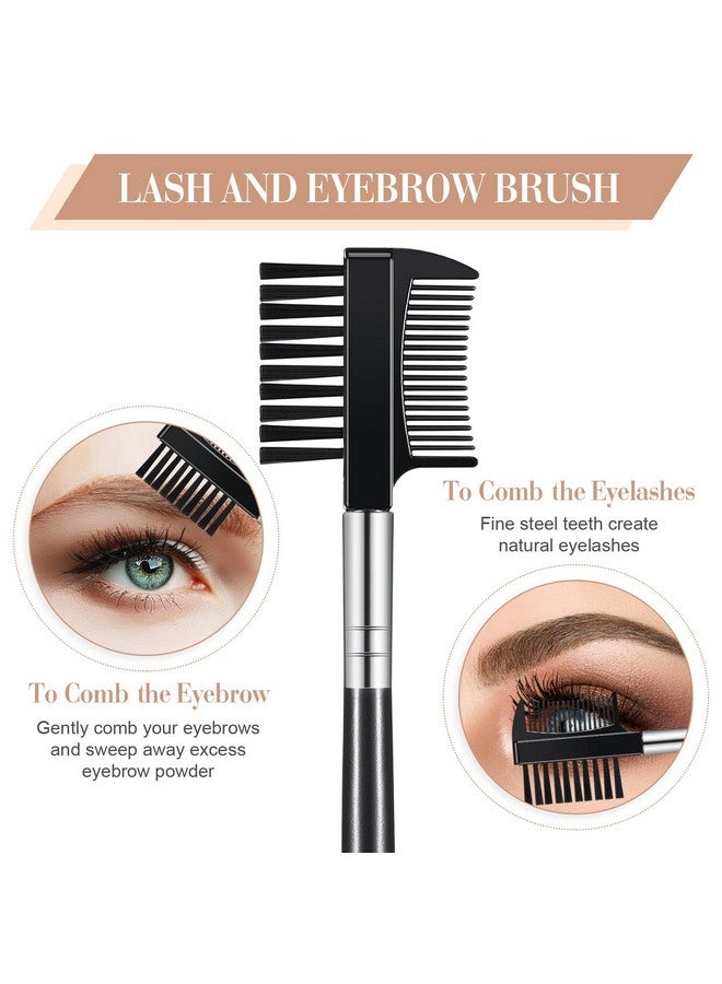 Skyley 4 Pieces Eyebrow Brush Eyelash Separator Brow Comb And Lash Spoolie Professional Eye Makeup Tools Metal Folding Lash Comb For Eyelash Black Double Head Eyelash Brush - Image 5