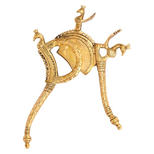 Kartique 8-Inch Brass Nutcracker with Intricate Peacock Design, Gold Finish - Traditional Betel Nut Cutter for Kitchen and Decor - Image 5