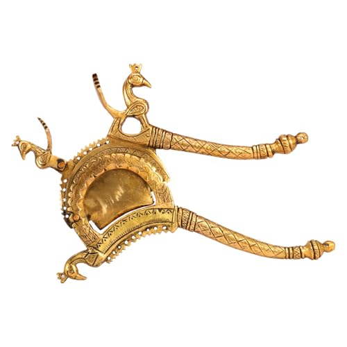 Kartique 8-Inch Brass Nutcracker with Intricate Peacock Design, Gold Finish - Traditional Betel Nut Cutter for Kitchen and Decor - Image 1