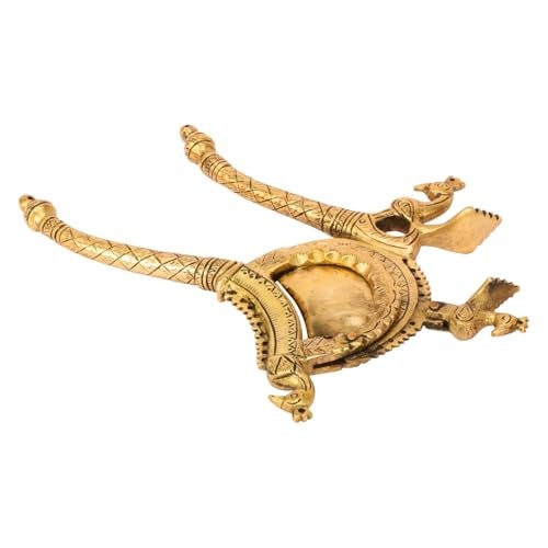 Kartique 8-Inch Brass Nutcracker with Intricate Peacock Design, Gold Finish - Traditional Betel Nut Cutter for Kitchen and Decor - Image 4