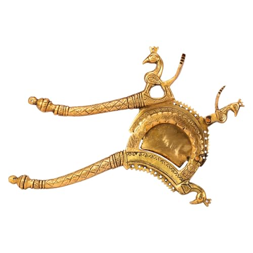 Kartique 8-Inch Brass Nutcracker with Intricate Peacock Design, Gold Finish - Traditional Betel Nut Cutter for Kitchen and Decor - Image 2