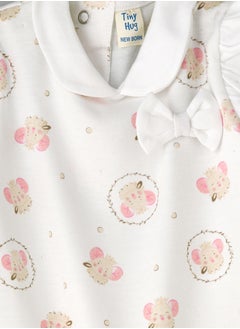 Tiny Hug Baby Girl White Mice Ruffled Coverall  - Image 3
