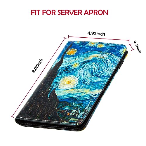 Beceere Server Book, Server Books for Waitress, Server Book with Zipper Pocket, Cute Server Book, Waitstaff Organizer Waitress Book with Money Pocket and Zipper Fit Server Apron (Van Gogh The Starry) - Image 4