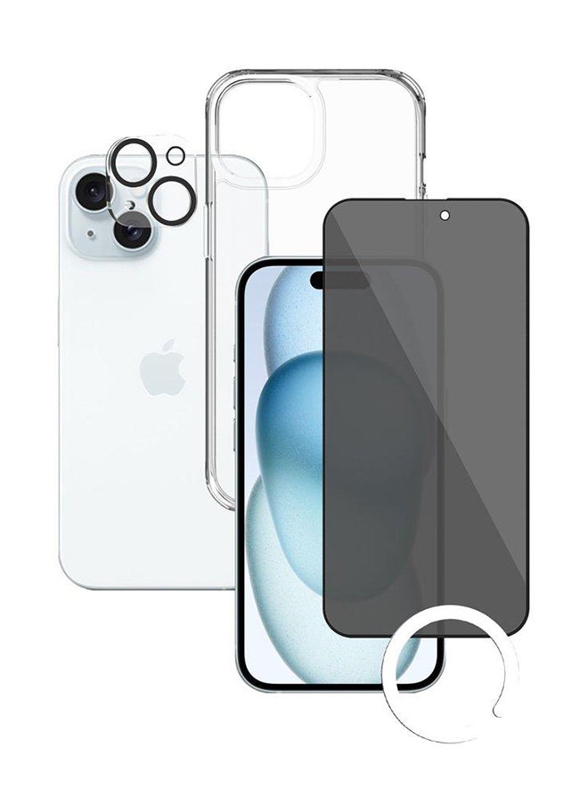 Xonda - 3 in 1 iPhone 15 Plus Case Screen Protector Privacy Camera Lens Clear - Image 1