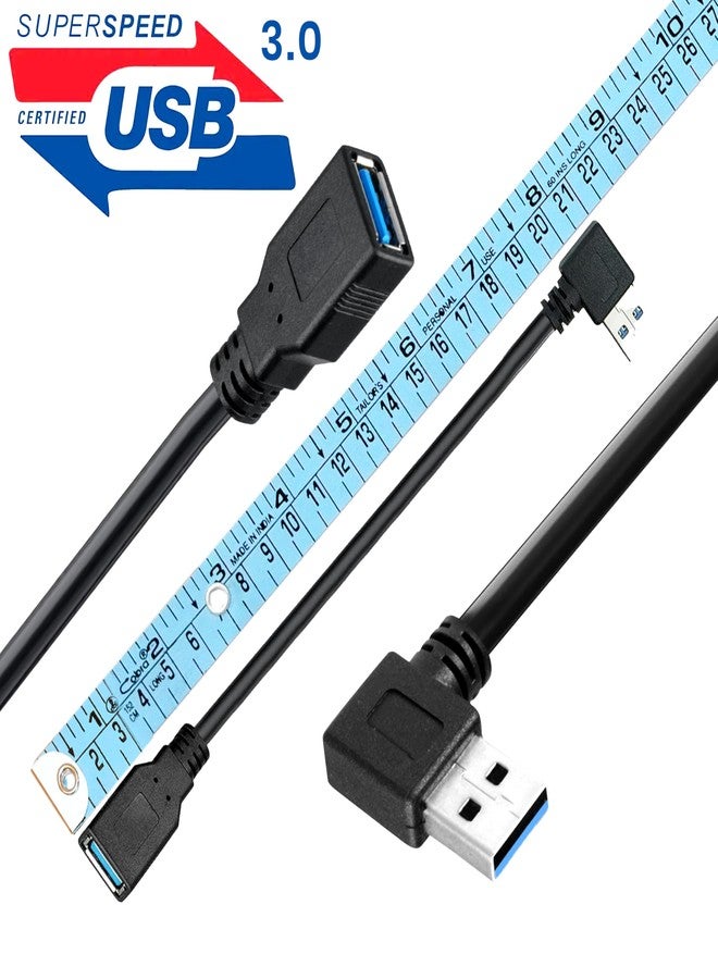 SaiTech IT 4 Pk 15CM USB 3.0 Extension Cable Type A Male to Female High-Speed Connection, Extension Cable Convertor Adapter Extender Cord Right Angle 90 Degree for Laptop, PC - Black - Image 2