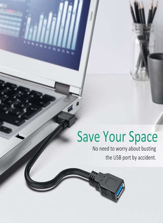 SaiTech IT 4 Pk 15CM USB 3.0 Extension Cable Type A Male to Female High-Speed Connection, Extension Cable Convertor Adapter Extender Cord Right Angle 90 Degree for Laptop, PC - Black - Image 4