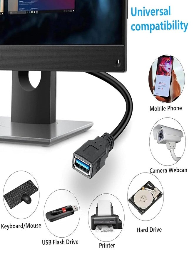 SaiTech IT 4 Pk 15CM USB 3.0 Extension Cable Type A Male to Female High-Speed Connection, Extension Cable Convertor Adapter Extender Cord Right Angle 90 Degree for Laptop, PC - Black - Image 5