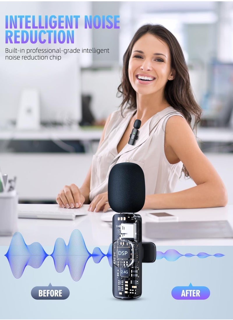 Generic 3 in 1 Wireless Microphones plug and play , widely compatible , clear timbre , high sensitive for iPhone, iPad, Android, Camera, USB-C Microphone, 7-Hour Battery, Mini Microphone with Noise Reduction for Video Recording, Vlog, YouTube, TikTok  - Image 2