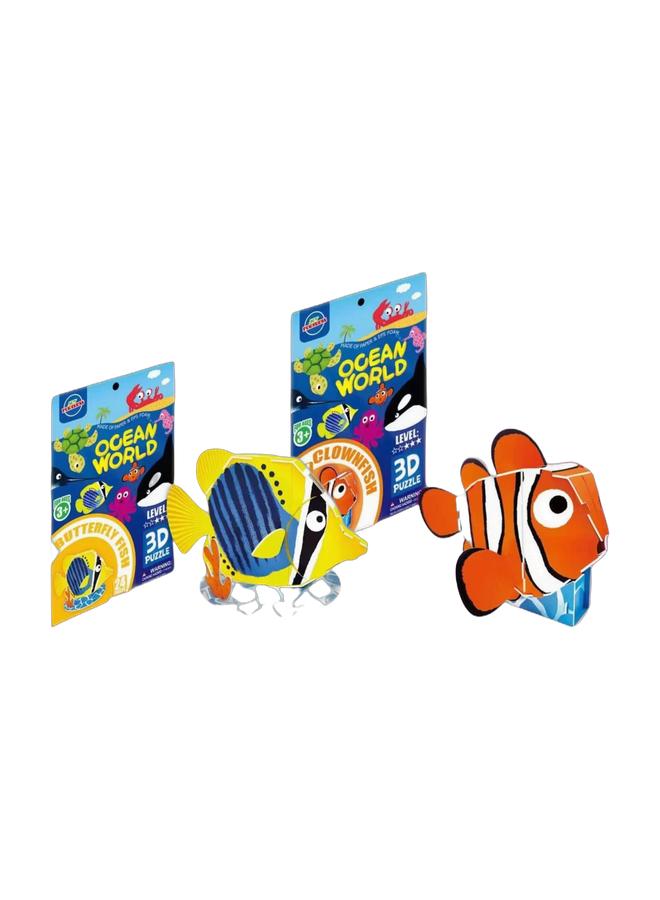 Kid's Ocean World Animals DIY Puzzle: 3D  Paper Model Kit - Quick Assembly Educational Toy to Boost Spatial IQ-Clown Fish&Butterfly Fish - Image 1