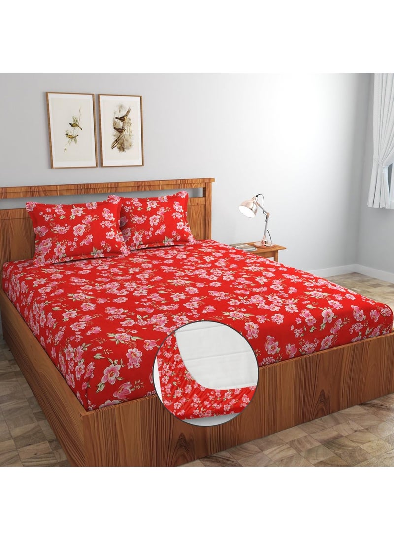 Generic Cotton Feel Glace Cotton All Around Elastic Fitted Bedsheets King Size 350 TC Premium Super Soft Fitted Bedsheet King Size for Double Bed Fits Up to 8 to 10 Inches 78 x 72 Inch  - Image 2