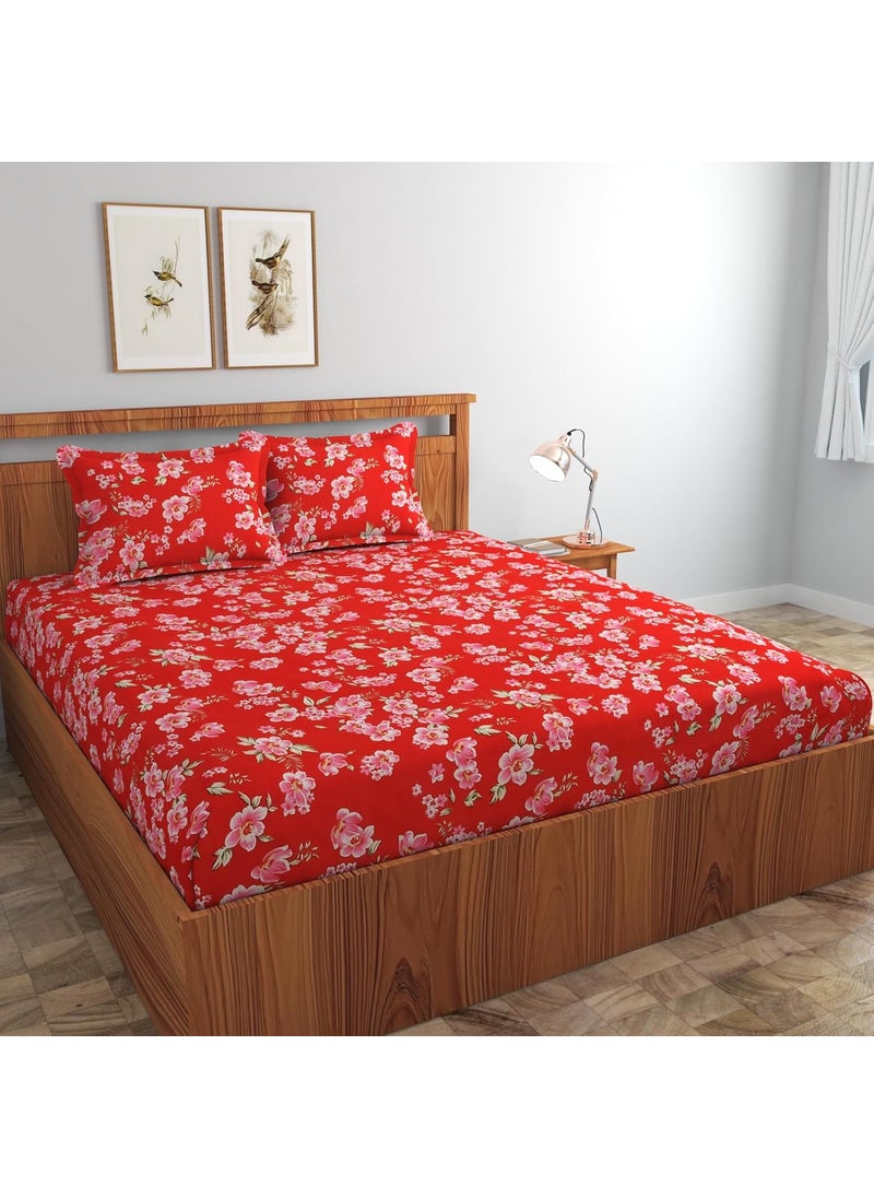 Generic Cotton Feel Glace Cotton All Around Elastic Fitted Bedsheets King Size 350 TC Premium Super Soft Fitted Bedsheet King Size for Double Bed Fits Up to 8 to 10 Inches 78 x 72 Inch  - Image 1
