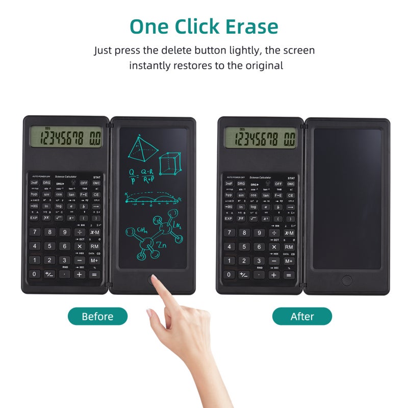 Calculator with LCD Writing Tablet Desktop Calculators 10 Digits Display with Stylus Erase Button Thin and Foldable Design for Daily and Basic Office - Image 4
