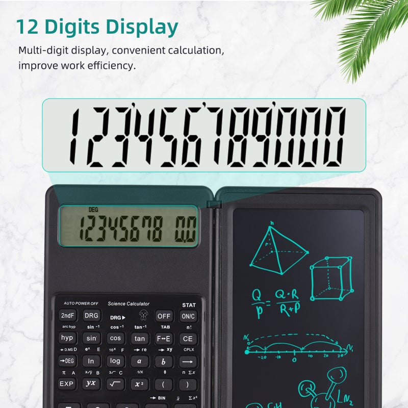 Calculator with LCD Writing Tablet Desktop Calculators 10 Digits Display with Stylus Erase Button Thin and Foldable Design for Daily and Basic Office - Image 5