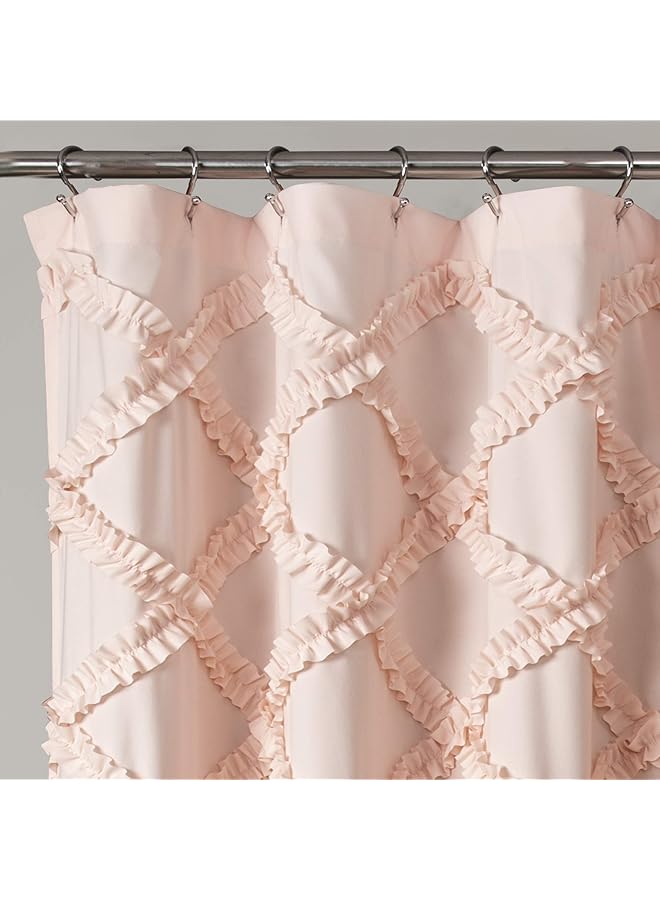 erorex X 72” Blush Ruffle Diamond Shower Curtain Textured Vintage Chic Farmhouse Style Design - Image 3