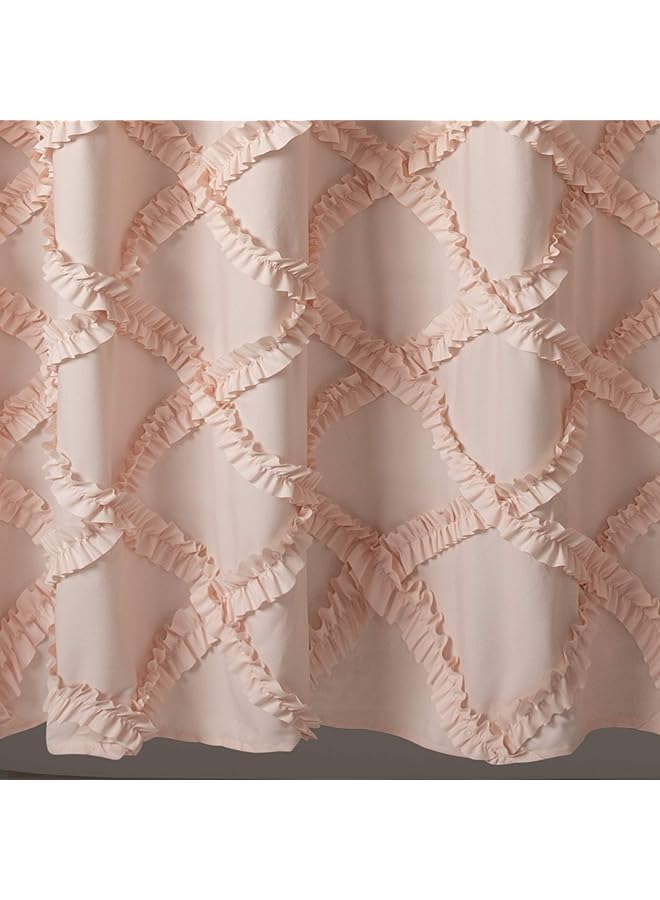 erorex X 72” Blush Ruffle Diamond Shower Curtain Textured Vintage Chic Farmhouse Style Design - Image 4
