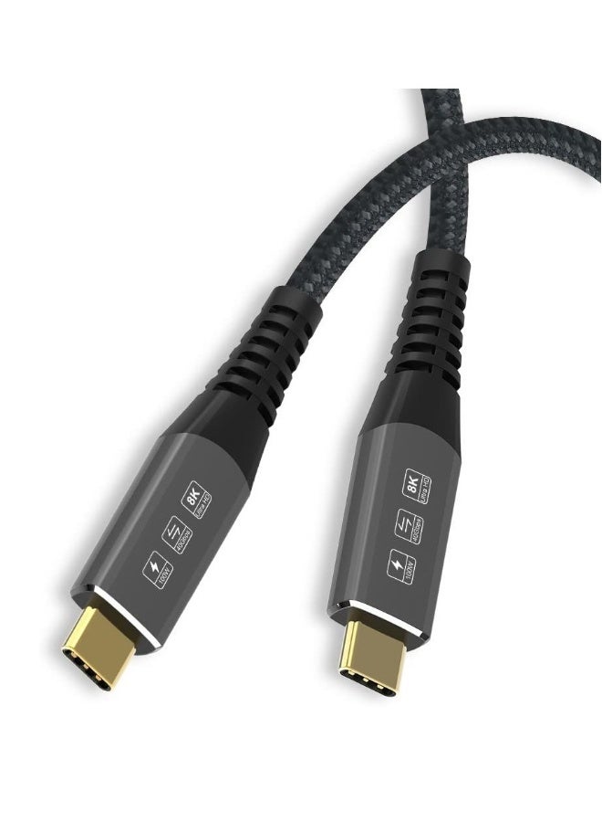 USB4 Thunderbolt 4 Cable 8K@60Hz 5K/4K 60Hz Video 40Gbps Data Transfer 20V 5A 100W PD 3-in-1 USB-C Cable for External SSD eGPU (1Meter) - Image 1