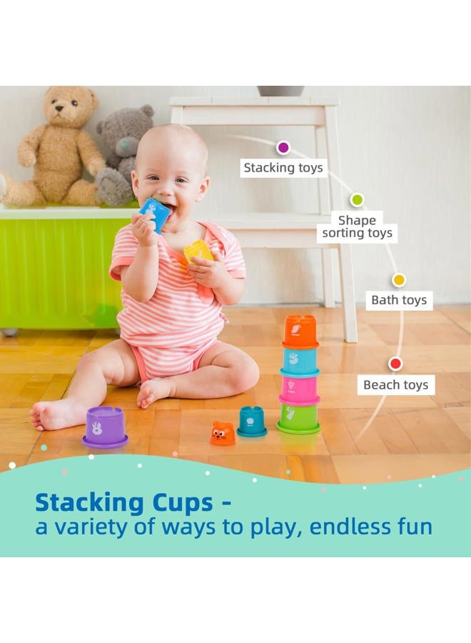 TOOKYLAND Montessori Toys for 1 2 3 Year Old, 8 in 1 Learning Educational Set Wooden Toys (Includes Stacking Cups, 3 in 1 Educational Box, Pound Bench, Shape Puzzle and More)… - Image 3