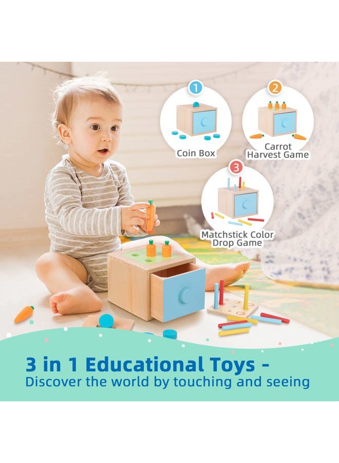 TOOKYLAND Montessori Toys for 1 2 3 Year Old, 8 in 1 Learning Educational Set Wooden Toys (Includes Stacking Cups, 3 in 1 Educational Box, Pound Bench, Shape Puzzle and More)… - Image 4