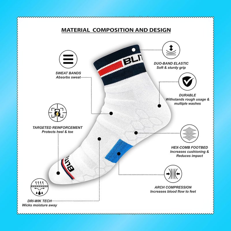 BLITZSOX Hi-Tech Performance Sports Socks for Men (Badminton, Running, Gym & Indoor Training), Pack of 3 - Image 2