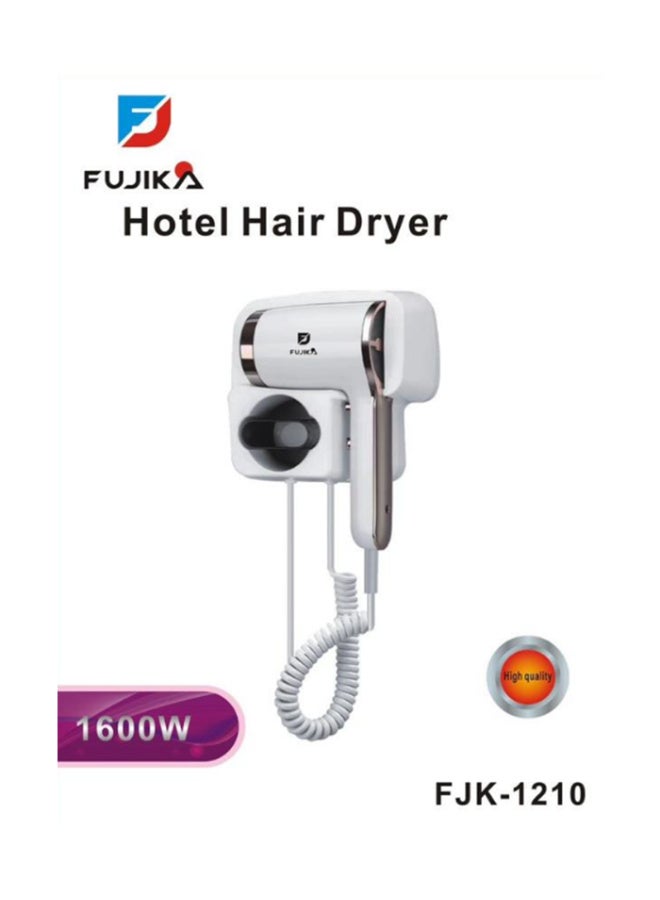 FUJIKA Hotel Hair Dryer – Fast Drying - Space-Saving - White/Silver - 1600W - FJK-1210 - Image 1