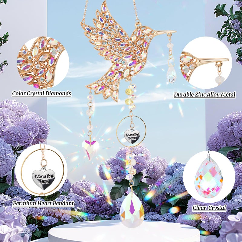LOKOZ Hummingbird Gifts for Mom - Mom Gifts for Mothers Day Birthday Valentines Day, Sun Catchers Indoor Window, Hummingbird Gift for Women Mother Grandma Bird Lovers Outdoor Garden Spring Home Decor - Image 5