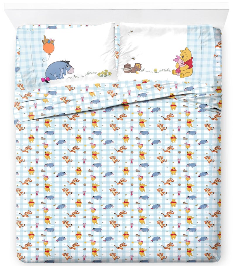 Jay Franco Kids Sheet Set with Fitted Flat Sheets Pillow Cover UltraSoft Bedding with Pillowcase for Room Decor White Winnie The Pooh 4 Piece Full - Image 2