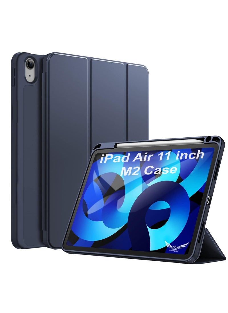BORTONY iPad Air 11-inch M2 2024 6th Generation Case with Pencil Holder Silicone Magnetic Cover Slim Tablet Cover for iPad Air 11 inch M2 6th Generation  - Image 1