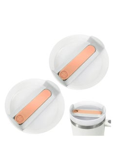 40 OZ Tumbler Lids Fit for Stanley Cup, Replacement Lids Fit for 40 OZ Stanley Adventure Quencher Travel Tumbler, Spill Proof Tumbler Cover for Stanley Cup Accessories (2 Pack, Cream)