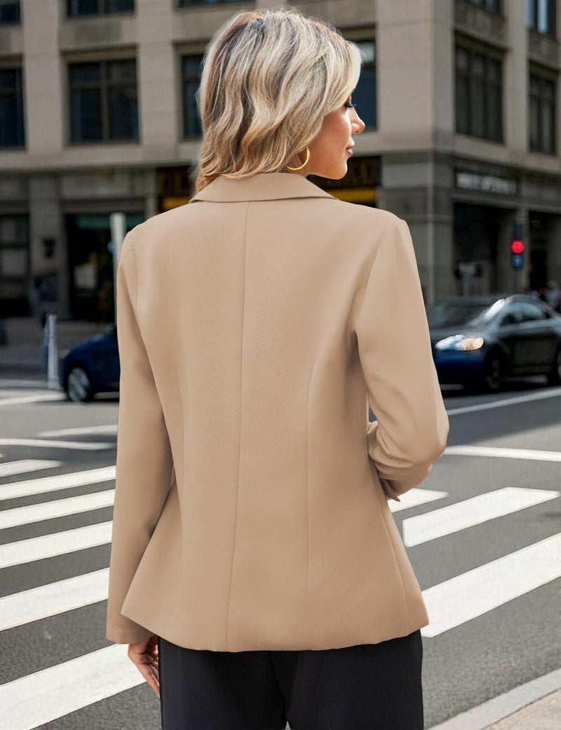 GoMamee Women's Blazers Business Casual Long Sleeve Work Office Suit Jackets Blazer with Pockets Khaki, Small - Image 4