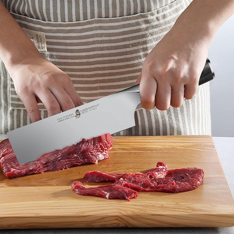 TUO Nakiri Knife, 6.5 inch Japanese Chef Knife Vegetable Fruit Cleaver, German Steel Ergonomic Pakkawood Handle with Gift Box-Goshawk Series - Image 5