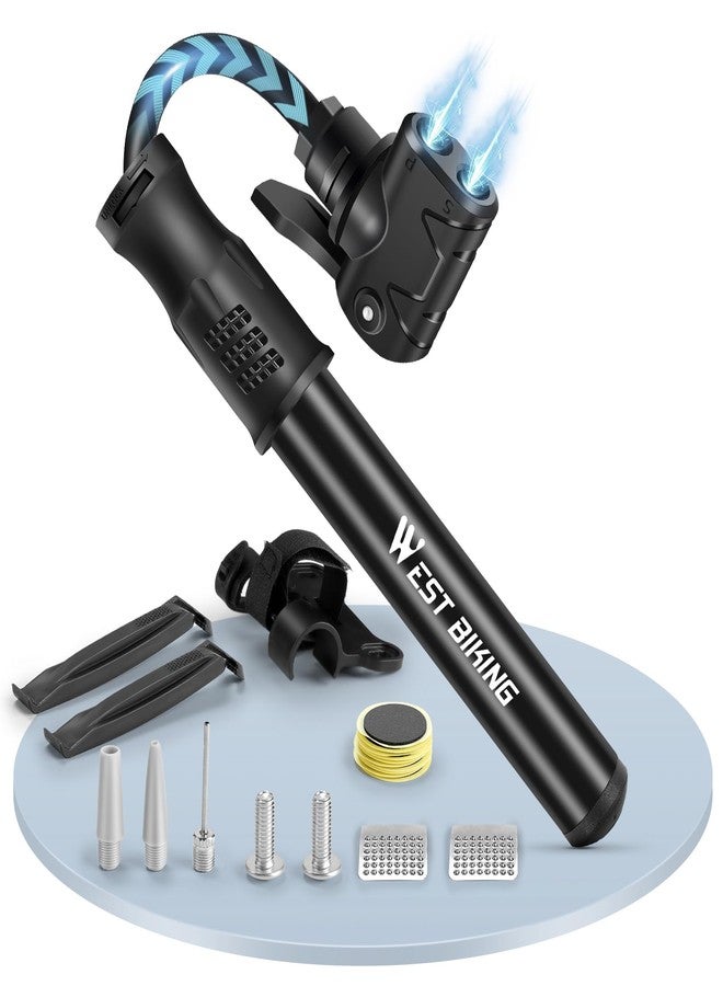 CYCLESPEED Mini Bike Pumps with Presta & Schrader Valve，Hand Mini Pump, Portable Inflator Pump with Repair Kit，Fast Tyre Inflator Pump Road and Mountain Bikes, Balls etc (Black) - Image 1