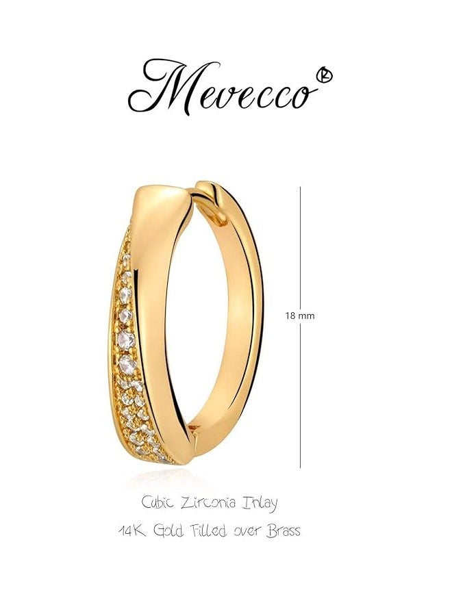 MEVECCO Women Huggie Earrings Gold Hoop Sleeper 14K Gold Filled Small Simple Handmade Hypoallergenic Everyday Jewelry - Image 2
