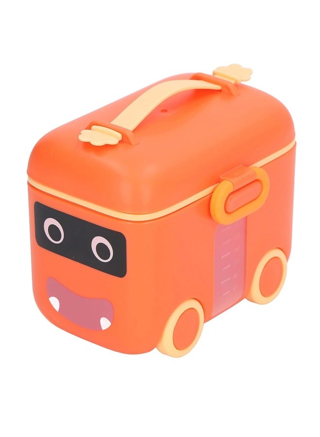 Milk Powder Storage Container, Cartoon Bus Shape Milk Powder Container, Milk Sealed Box, Handle Baby Milk Powder Dispenser for Travel Use (Tangerine) - Image 1