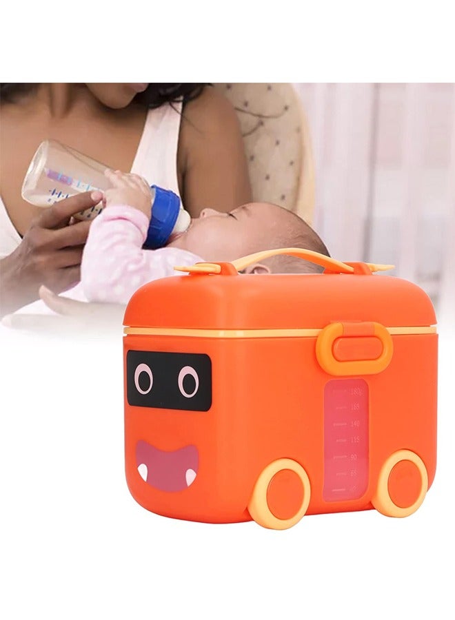 Milk Powder Storage Container, Cartoon Bus Shape Milk Powder Container, Milk Sealed Box, Handle Baby Milk Powder Dispenser for Travel Use (Tangerine) - Image 3