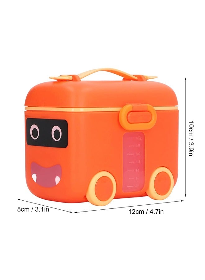 Milk Powder Storage Container, Cartoon Bus Shape Milk Powder Container, Milk Sealed Box, Handle Baby Milk Powder Dispenser for Travel Use (Tangerine) - Image 2