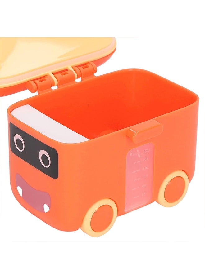 Milk Powder Storage Container, Cartoon Bus Shape Milk Powder Container, Milk Sealed Box, Handle Baby Milk Powder Dispenser for Travel Use (Tangerine) - Image 5