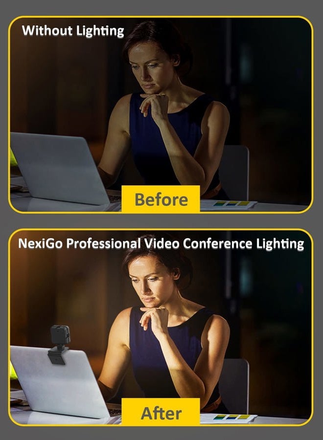 NEXIGO Glow Light for Streamers, Enhanced Video Conference Lighting Kit with Webcam Style Clip, Built-in Battery, Dimmable & Rechargeable, for Streaming, Photography, Vlogging - Image 2